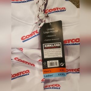 NWT costco white all over print hoodie mens XXL ladies XXXL